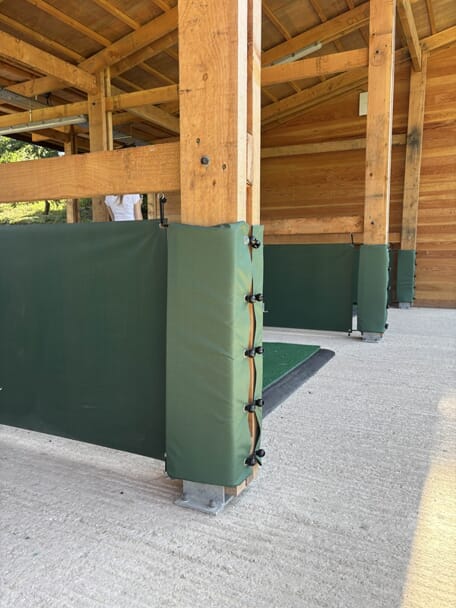 An image of the wrapped posts outdoors.